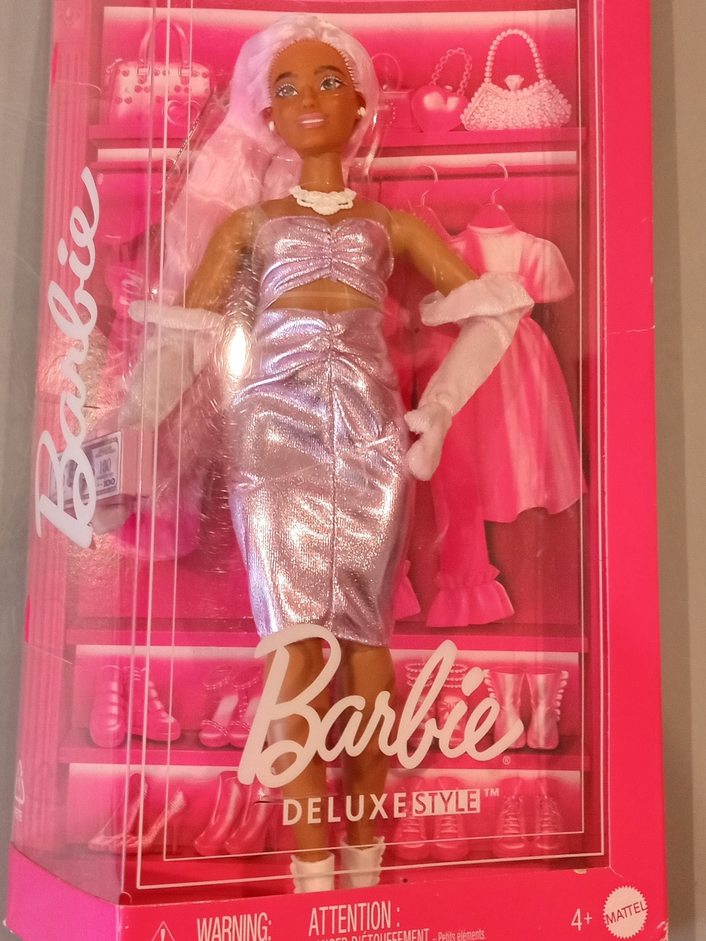 Barbie Lavender Metallic Two-Piece Dress Style Doll NIB